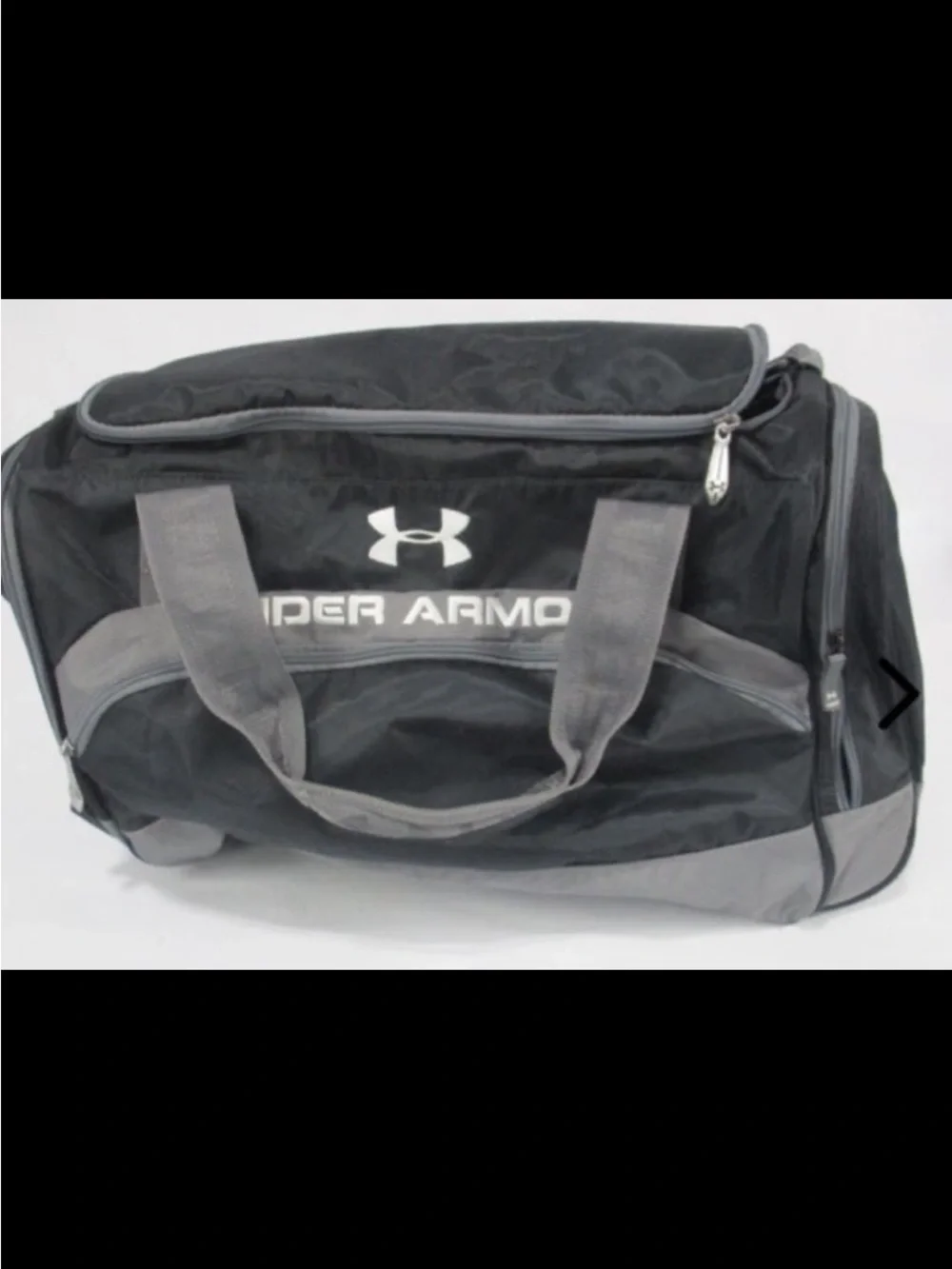Under Armour Black and Gray Duffel Bag with Logo